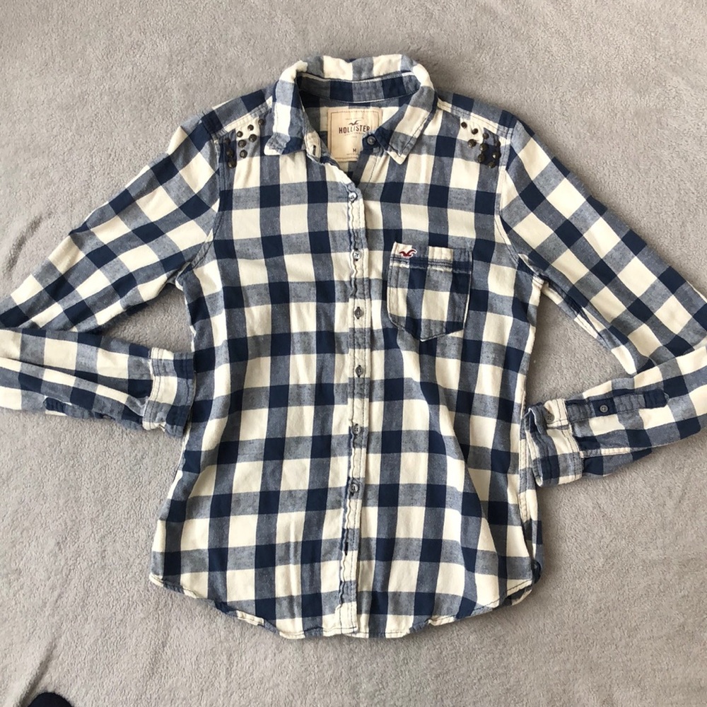 Hollister - blue and white flannel